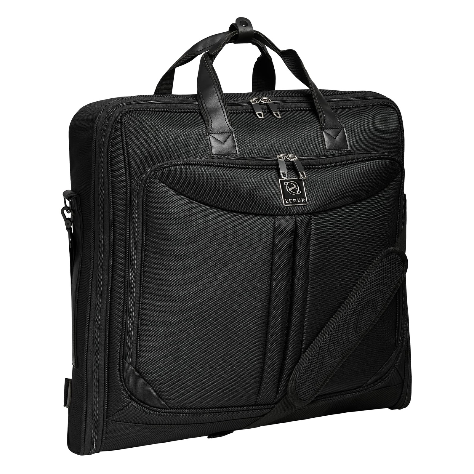 ZEGUR Premium Suit Garment Bag Carry On - Hangs 4 Suits - Travel Large, Black 