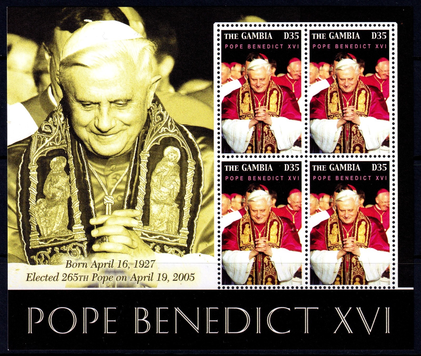 Gambia 2005 Pope Benedict XVI Complete Mint MNH Sheet SC 2973