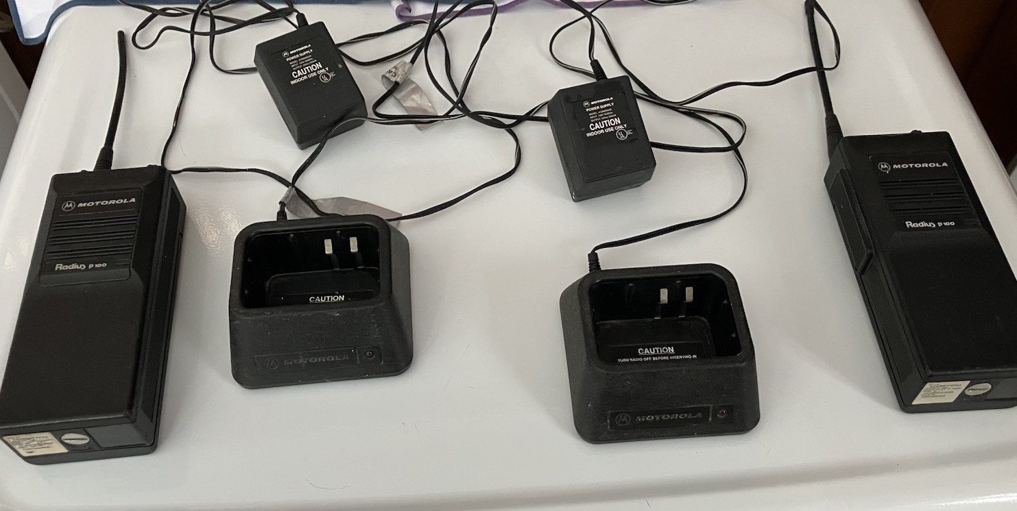 2 Motorola Radius P100 Radios With Motorola Chargers, Parts/Repair