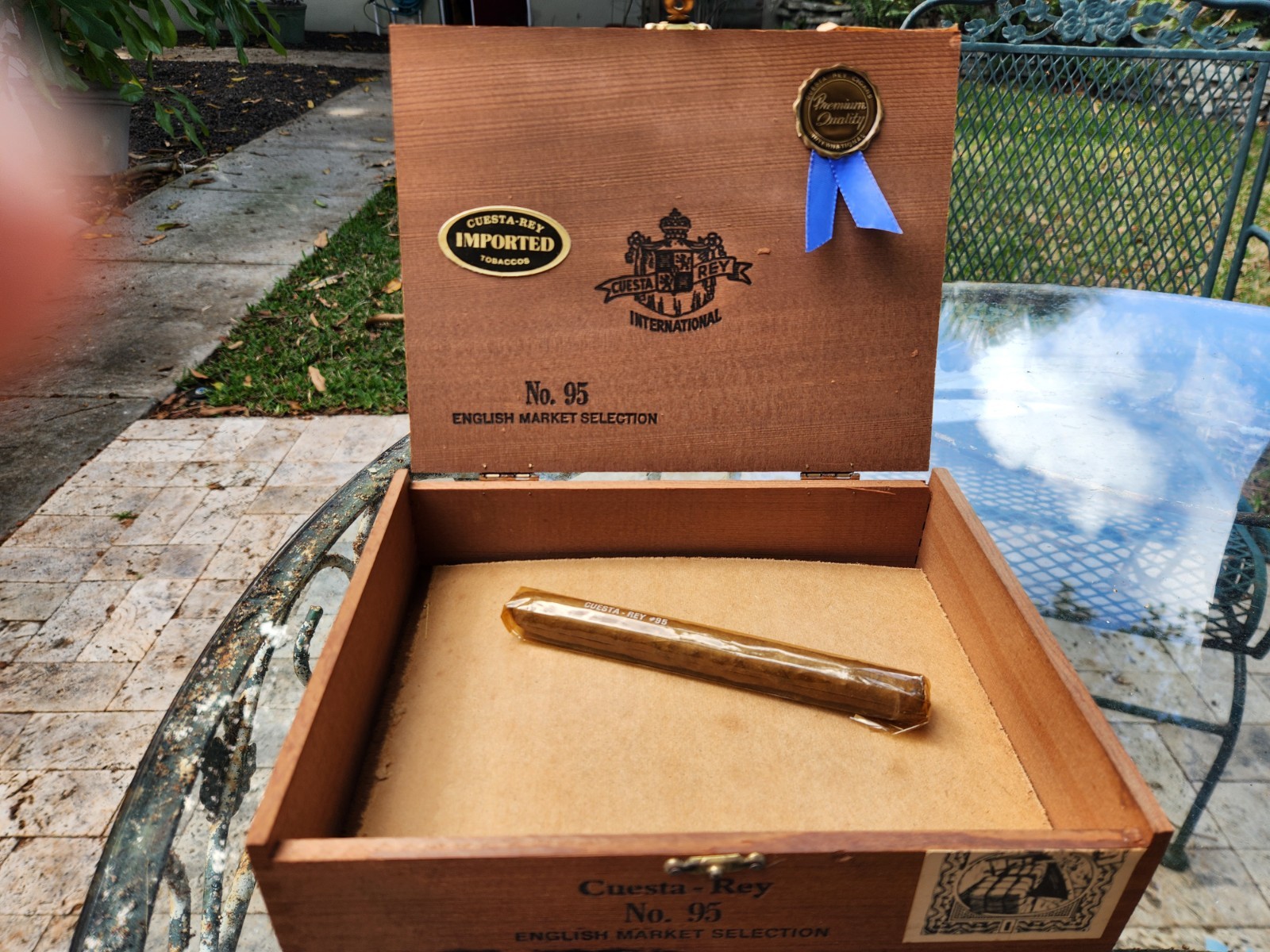 Vintage Cuesta Rey No. 95 Wooden Cigar Box Tampa Florida 9-1/4"x 7"x 2-1/4" MINT