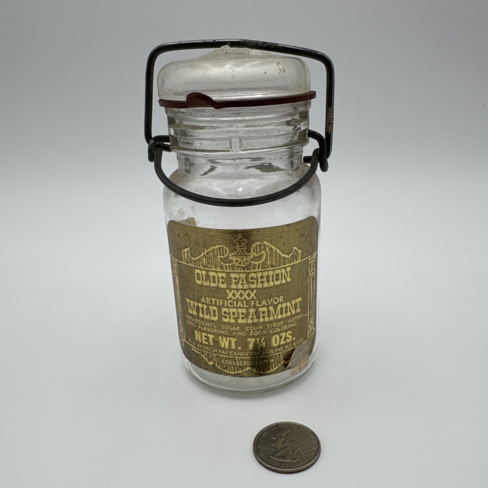 Vintage Old Fashion XXXX Wild Spearmint Glass Candy Jar Collector Item 1877