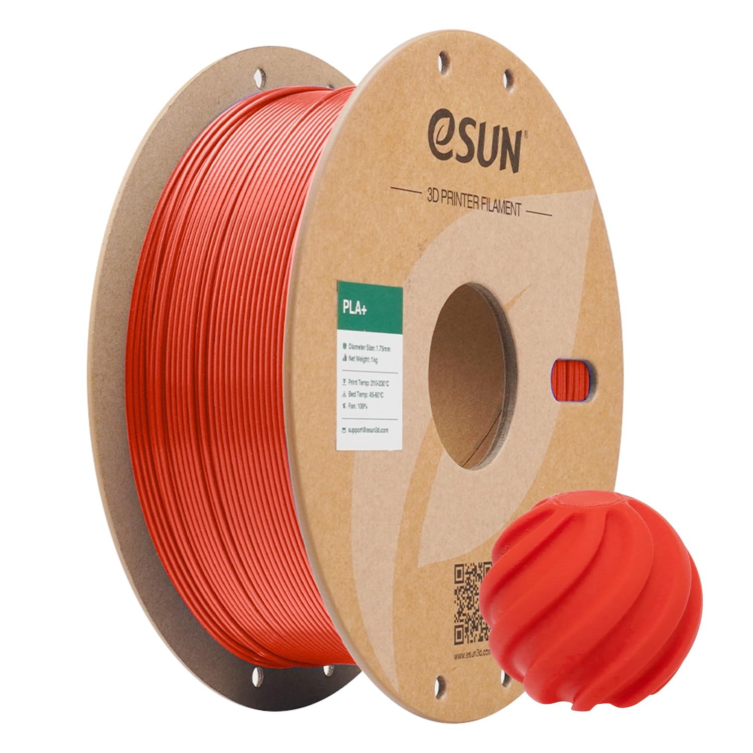 PLA+ 1.75mm 1KG Filament Red eSUN Printer Plus Dimensional Accuracy 0.03mm Spool