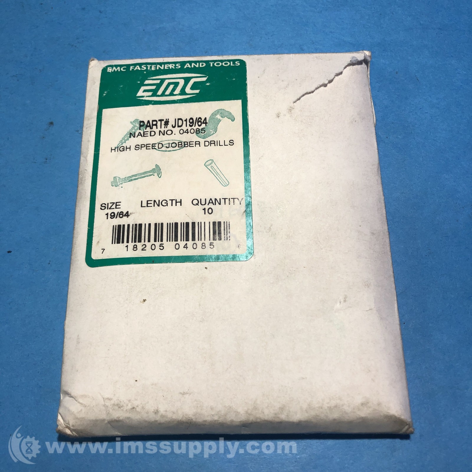 Emc JD19/64 Pack of 10 19/64" HI-SPEED Jobber DRILL BITS FNOB