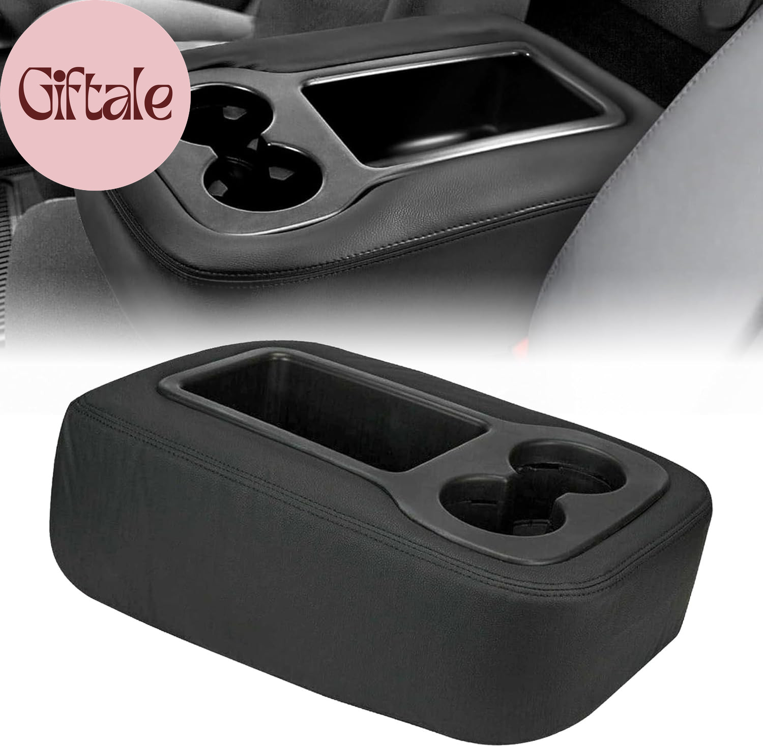 Center Console Jump Armrest Seat Top Cover Black Leather Compatible with Chevy S