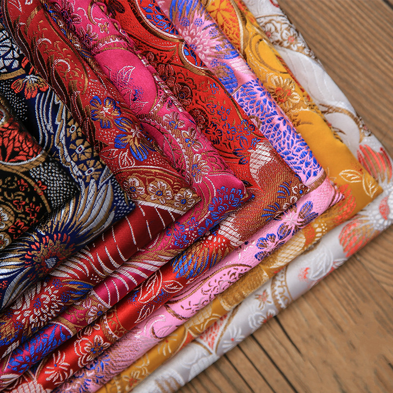 Chinese Brocade Damask Fabric Acquard Cheongsam Costume Material By Metre