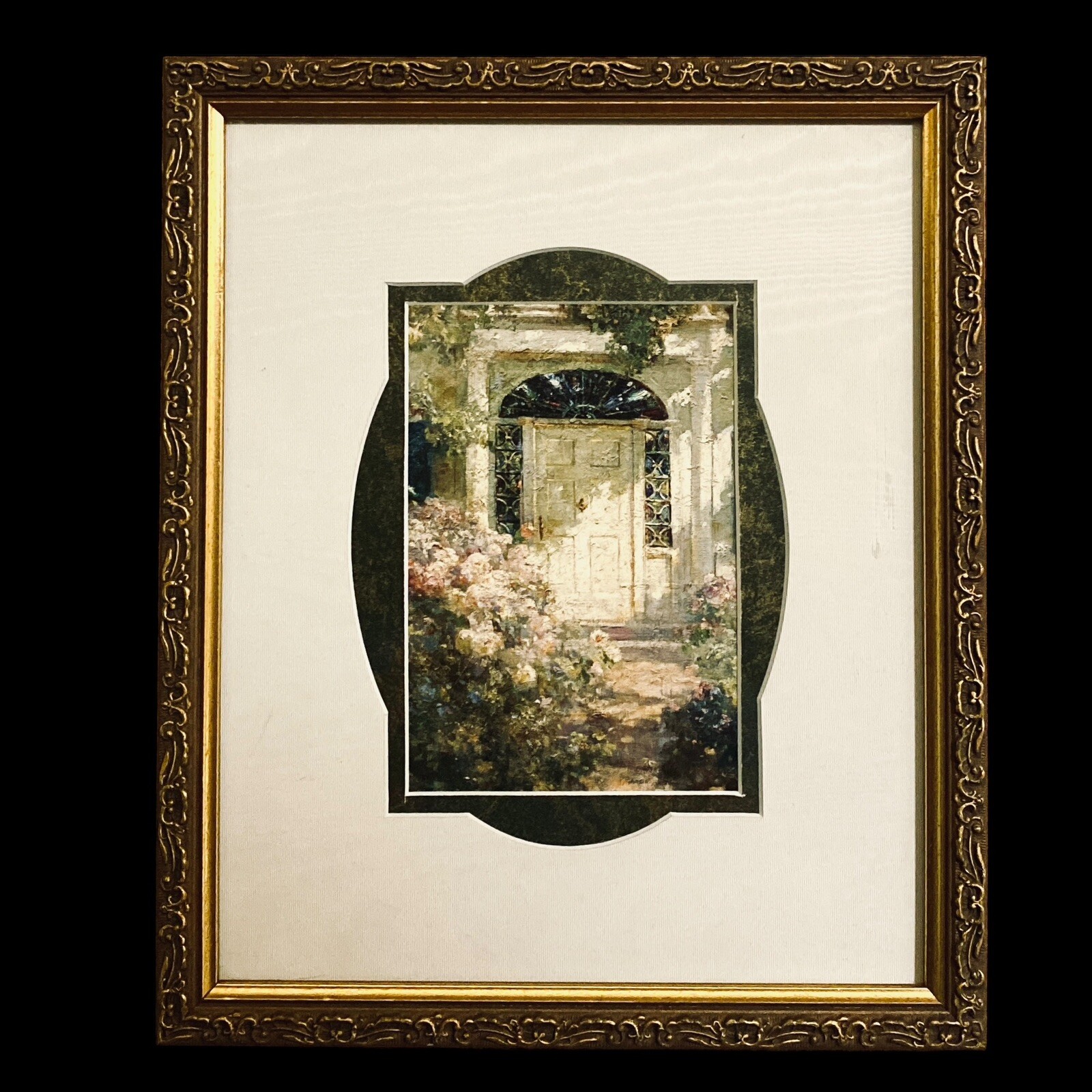Victorian Style Gold Framed Doorway Art Print VTG ABBOTT FULLER GRAVES Matted