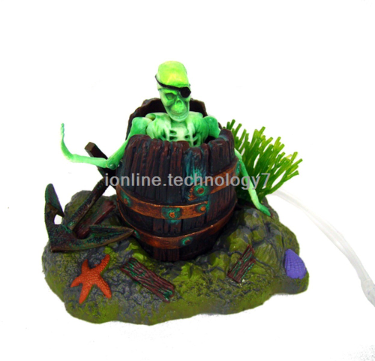 Action Air Operated Skeleton Barrel Decor Fish Tank Ornament Decoration O-J5