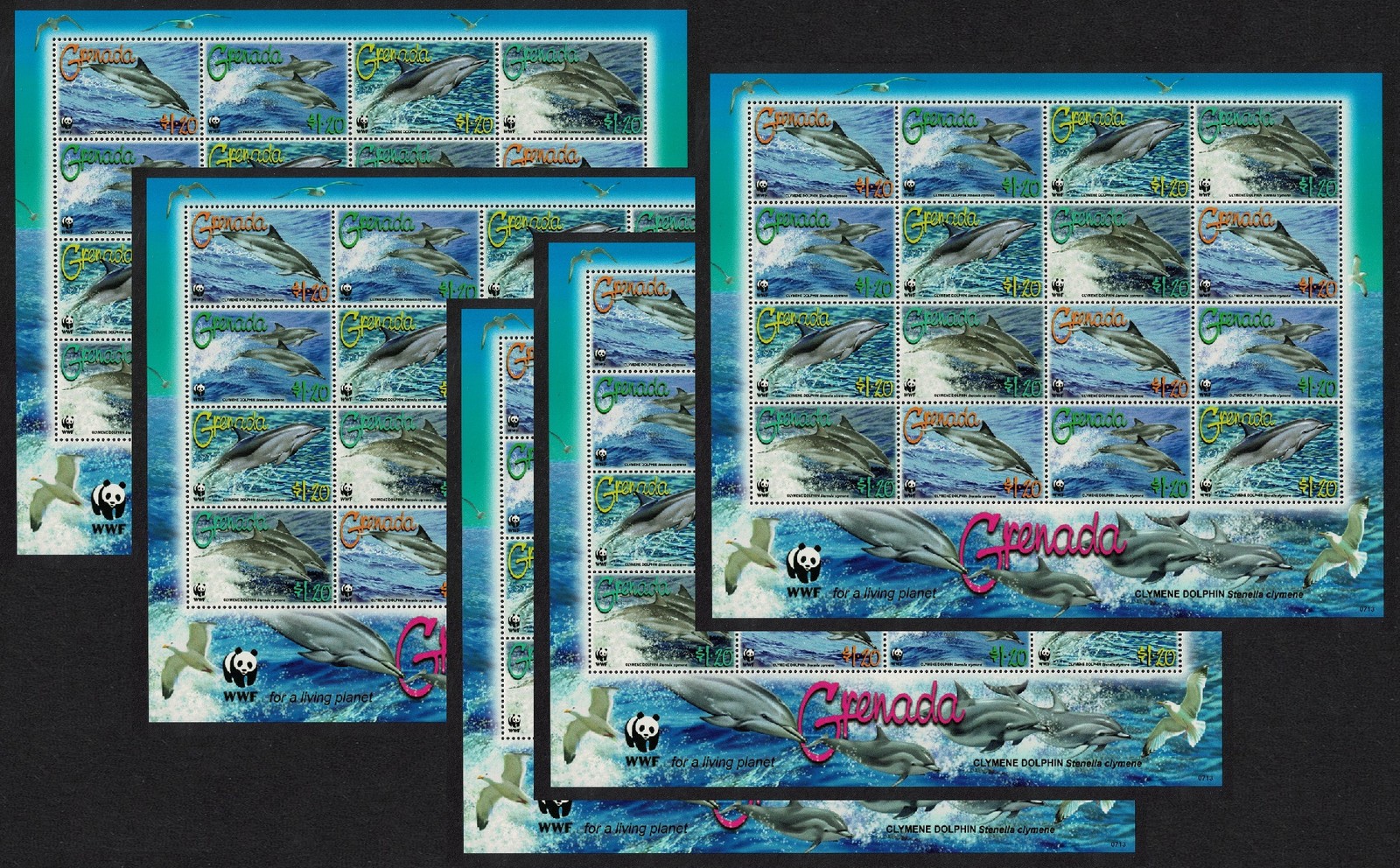 Grenada WWF Clymene Dolphin 5 Sheetlets 2007 MNH SG#5288-5291 MI#5925-5928