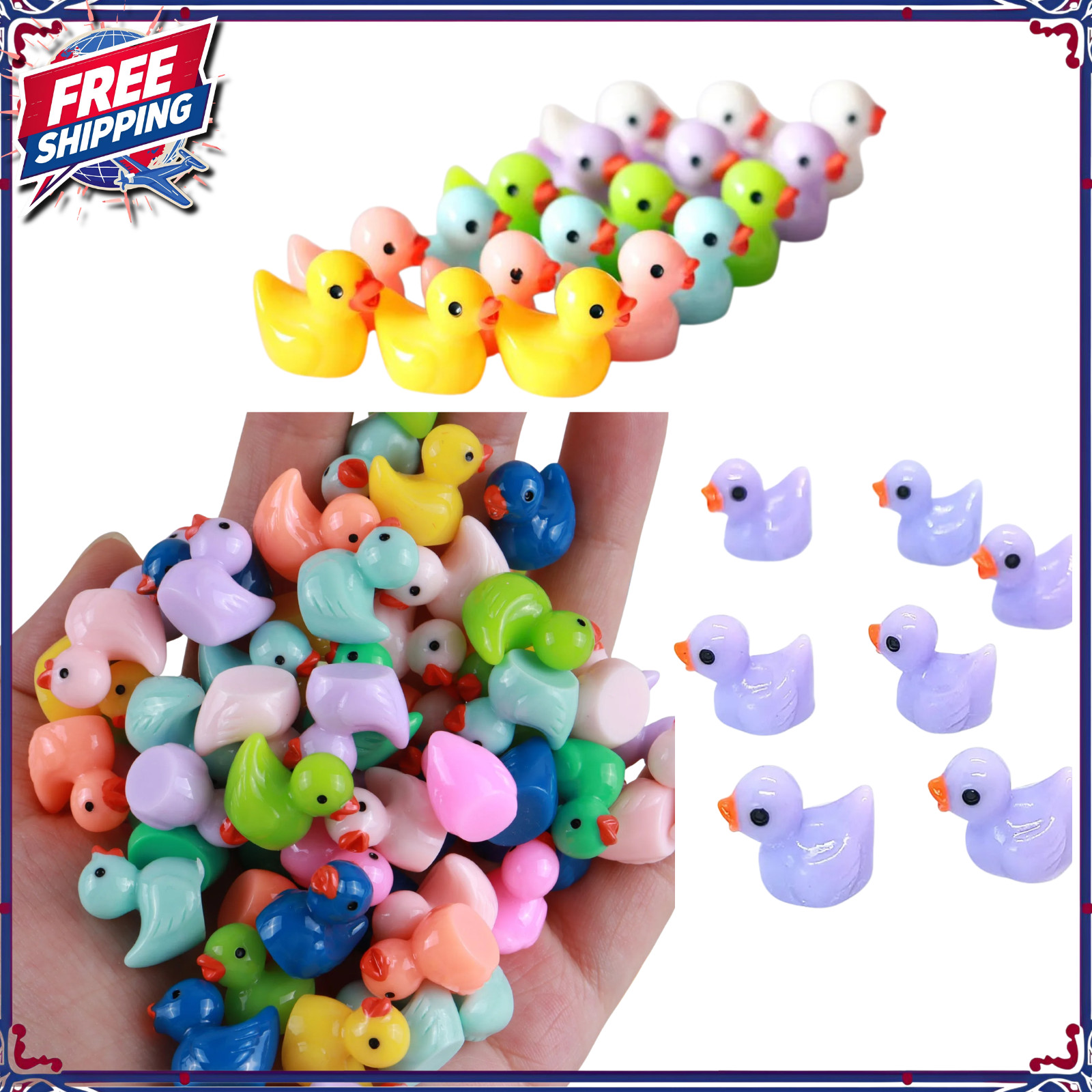 50/100PCS Mini Resin Duck Ornament Tiny Duck Micro Fairy Garden Xmas Christmas
