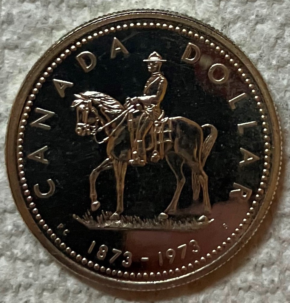1973 CANADA - $1 DOLLAR - ROYAL MOUNTED POLICE - .375 Oz BU SPECIMEN SILVER
