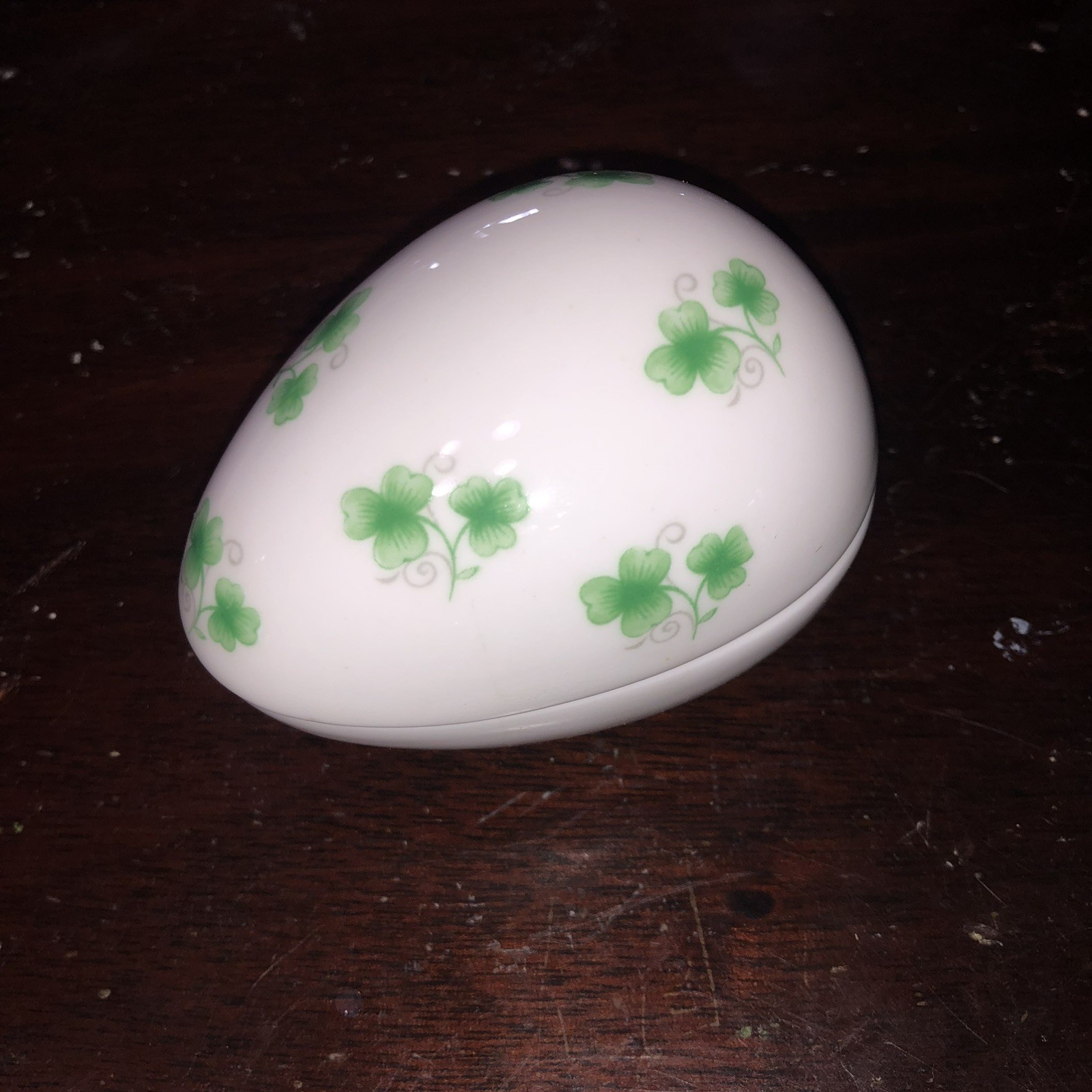 Crown Staffordshire Fine Bone China Shamrock Covered Egg Trinket Box