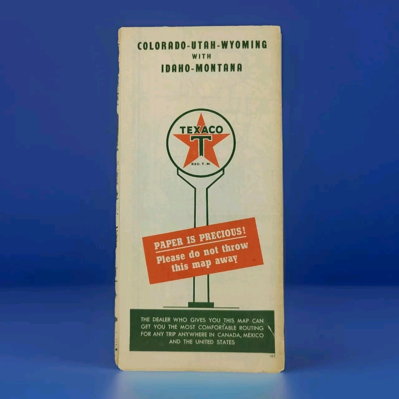 Texaco Colorado Utah Wyoming Idaho Montana Vintage Travel Road Map