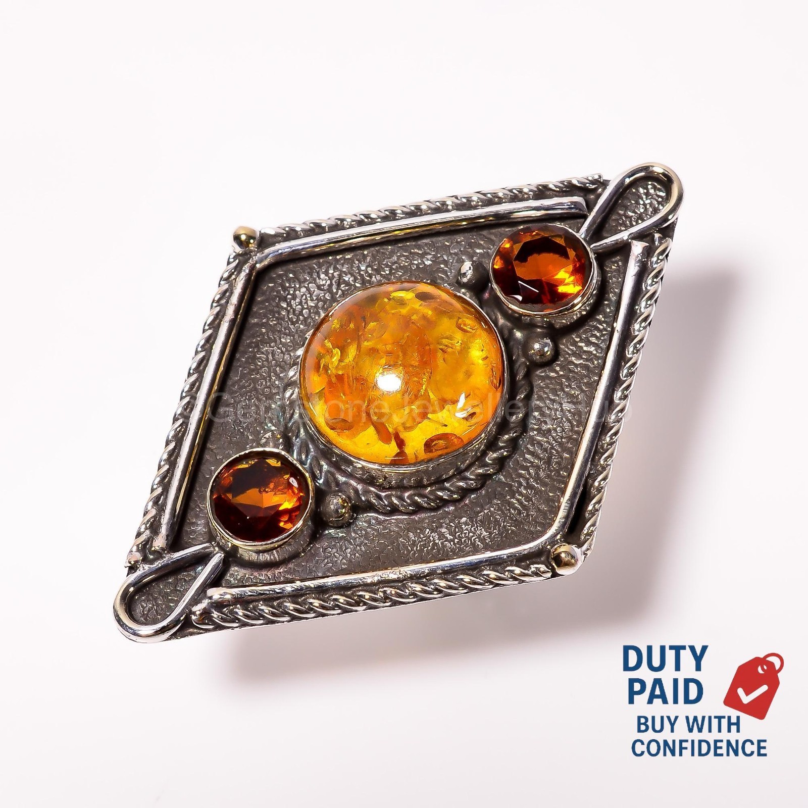 Genuine Baltic Amber Sterling Silver Anniversary Band Birthday Ring Size 7.25