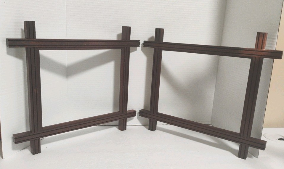 2 vintage Handmade Wooden Folk Art Picture Frames 14.5" x 12.5". 