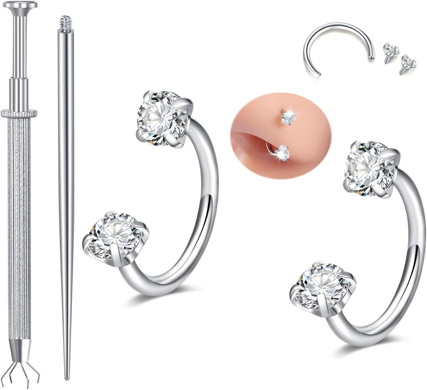 Nose Rings 20G Nose Rings Hoops Nose Studs Nose Rings for Women Surgical Steel N