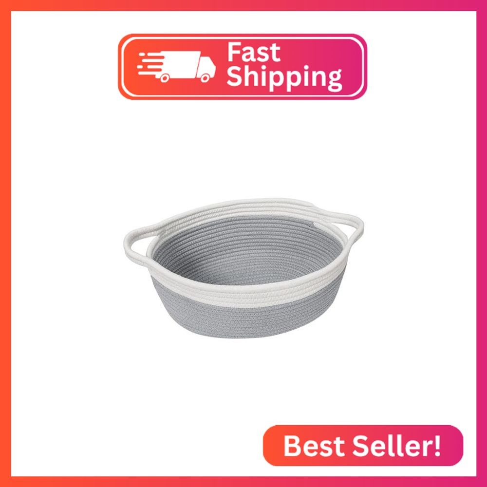 HONCESTA Small Dog Toy Basket, Woven Cotton Rope Storage Box for Cat Dog, Pet Ba