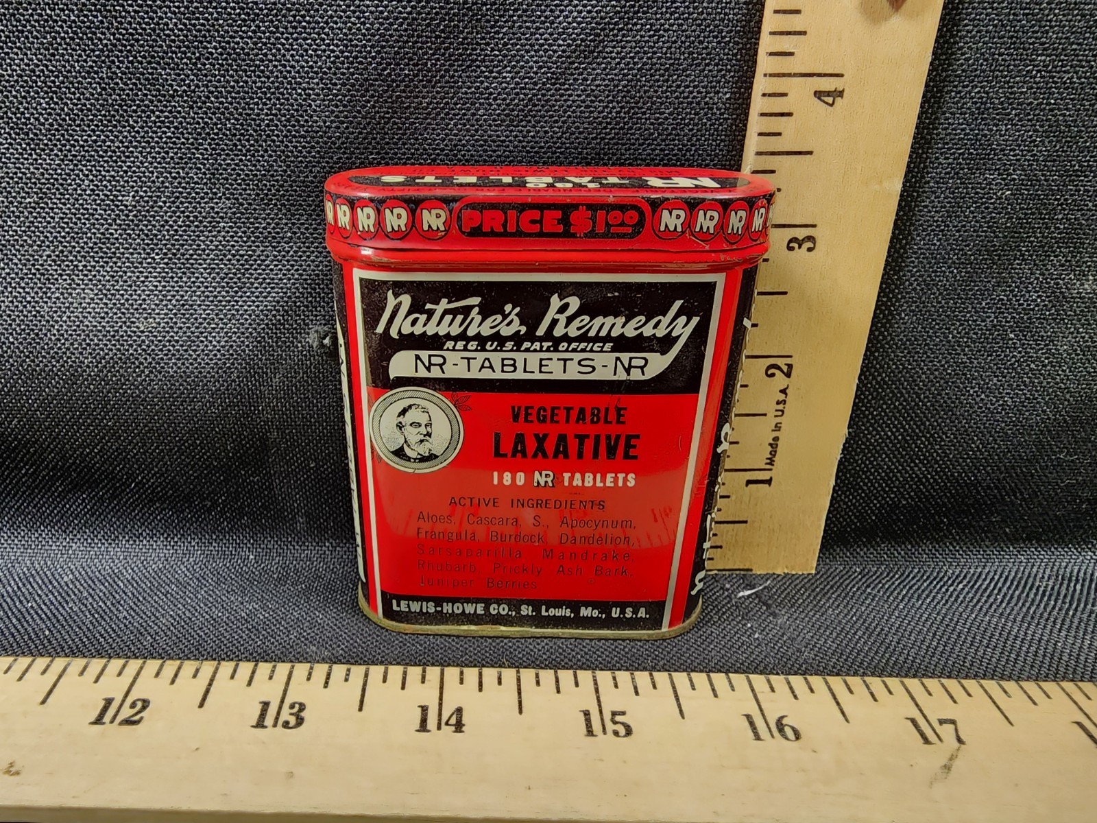 Vintage Advertising Natural Remedy Laxative Metal Empty Great Shape GeneralStore