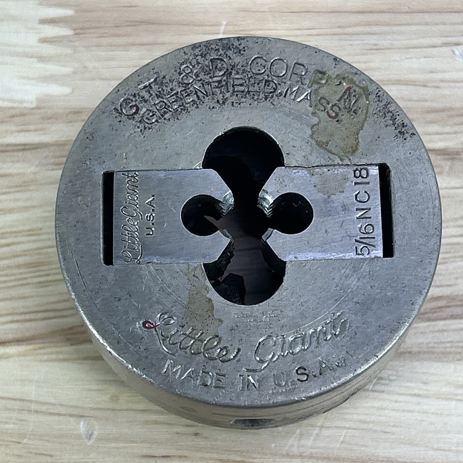 GTD Greenfield Die Little Giant 5/16" 18 NC Insert Collet Adjustable Pipe Dies