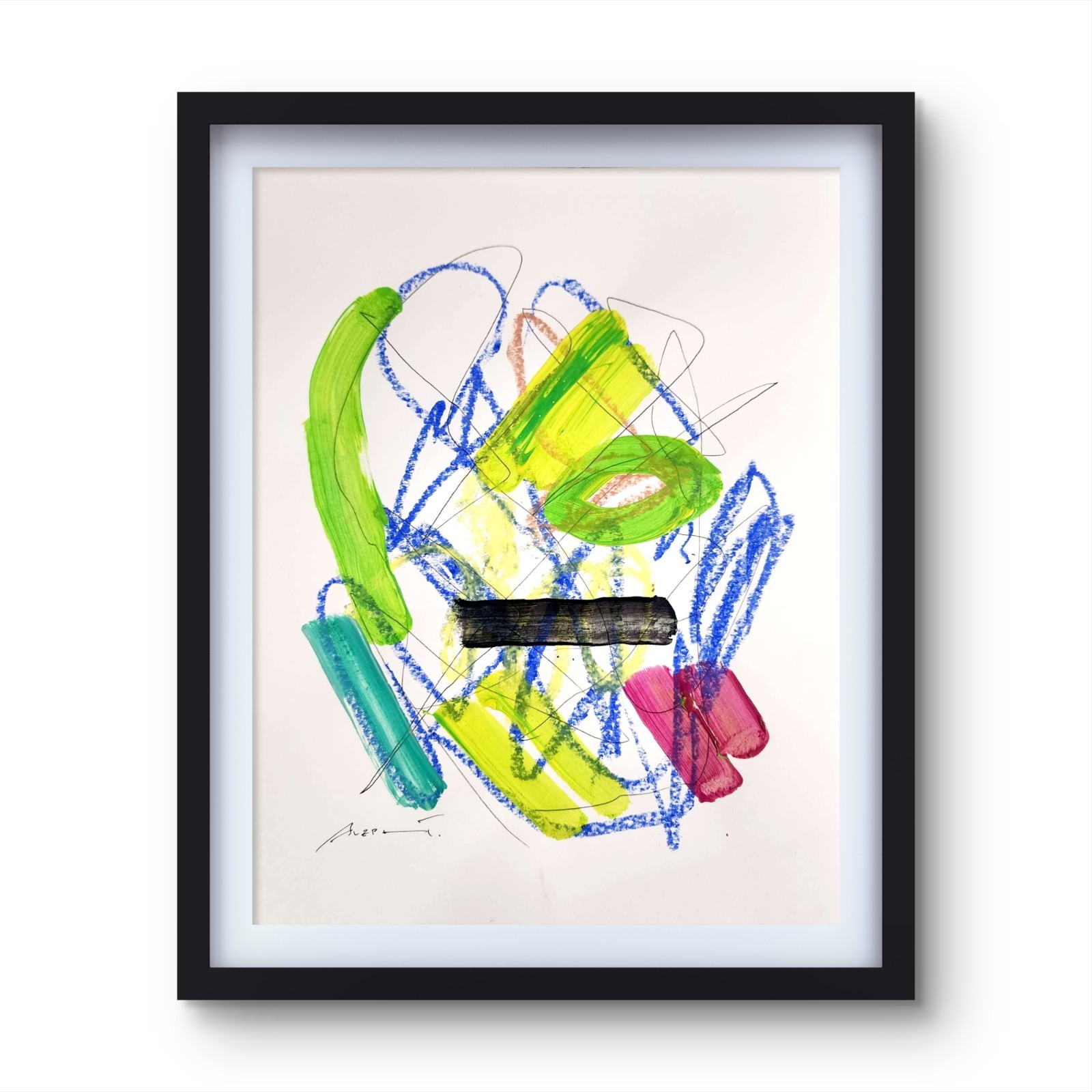 Aleph Original Art 14x11 Abstract Expressionist Painting Gallery Paper