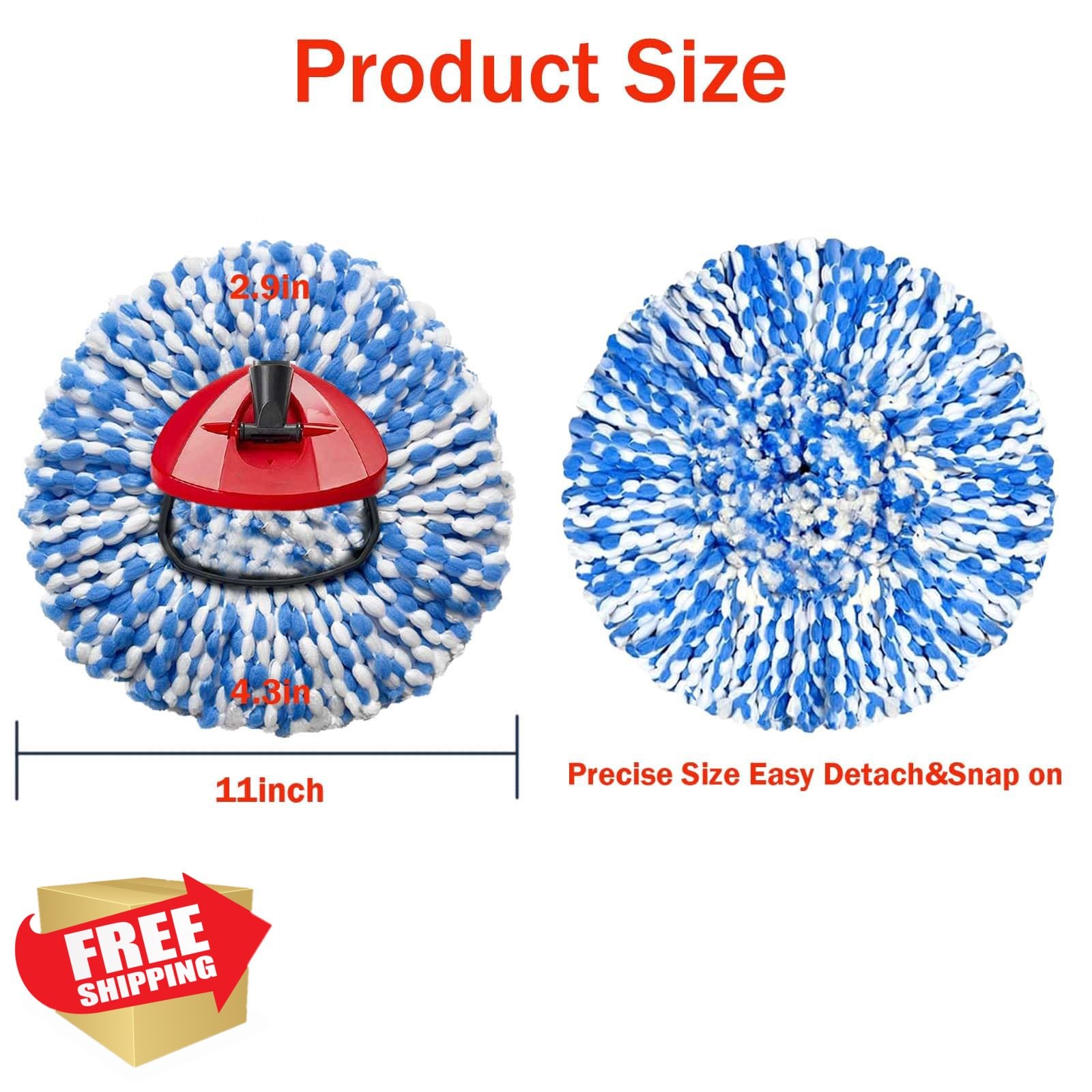 Oceda Spin Mop Refill Heads 2pk Fluffy Microfiber Washable