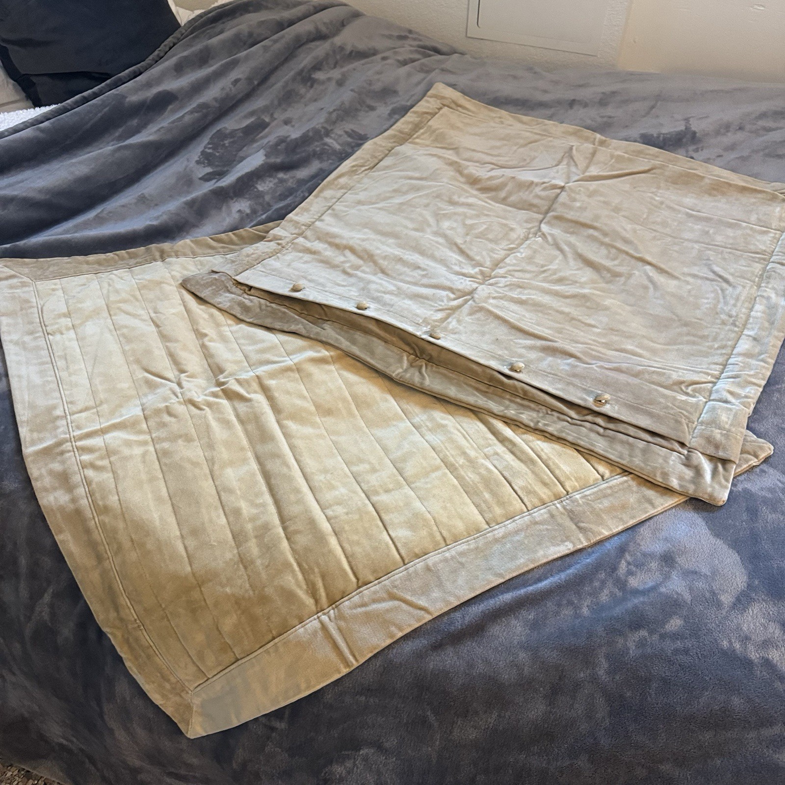 RALPH LAUREN 2 Velvet PILLOW COVERS NEW 31 X31 Square Cotton Yellow /Mustard