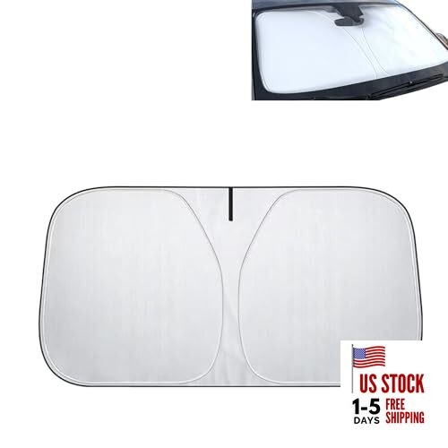 Car Windshield Sun Shade with Storage Pouch, S(55.1 * 27.5 inch) Silver