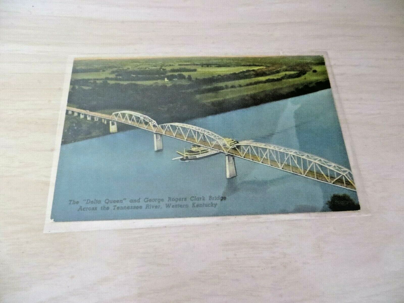 THE DELTA QUEEN PADDLE WHEELER BOAT,&GEARG ROGERS CLARK BRIDGE NOS POST CARD