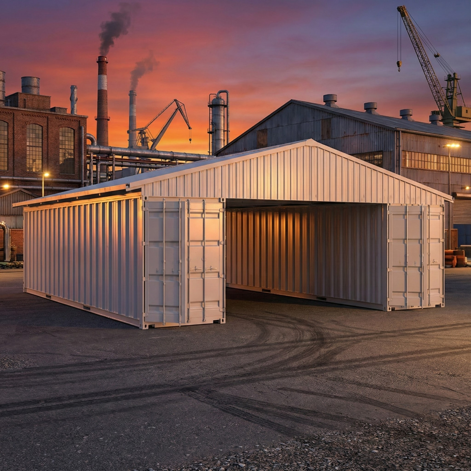 40'x36'x13' Shipping Container Shelter/Heavy Duty Galvanized Steel(No Container)