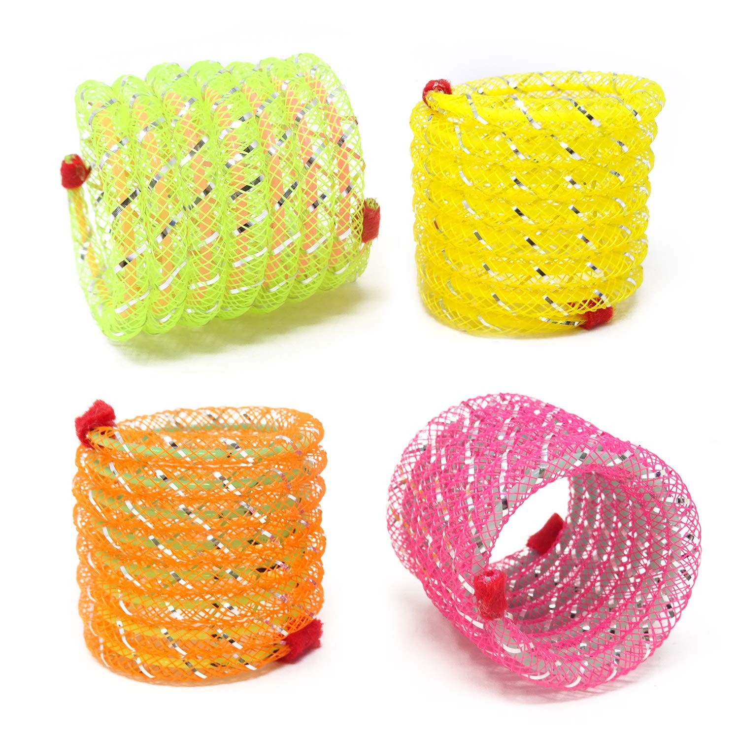 Honbay 4PCS Random Color Cat Spring Toy Stretchable Coil Pet Play 