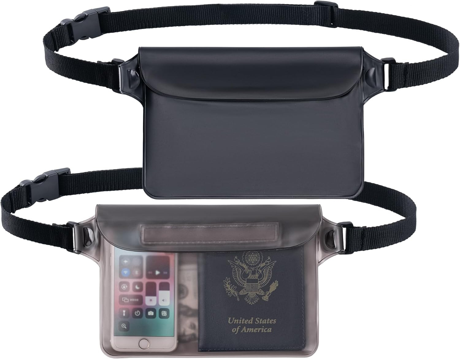 2-Pack Waterproof Pouch with Adjustable Waist Strap | Screen Touch Sensitive Dry