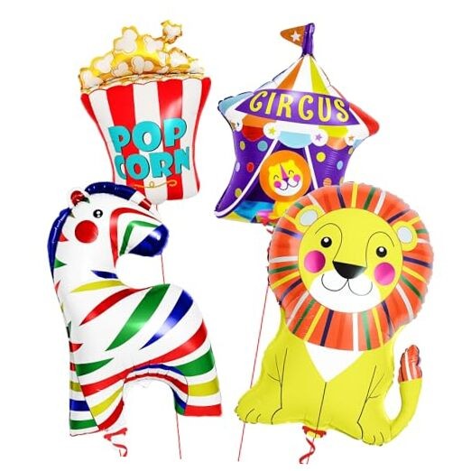 , Xtralarge, Carnival Balloons - 4Pcs | Carnival Theme Party Decorations | 