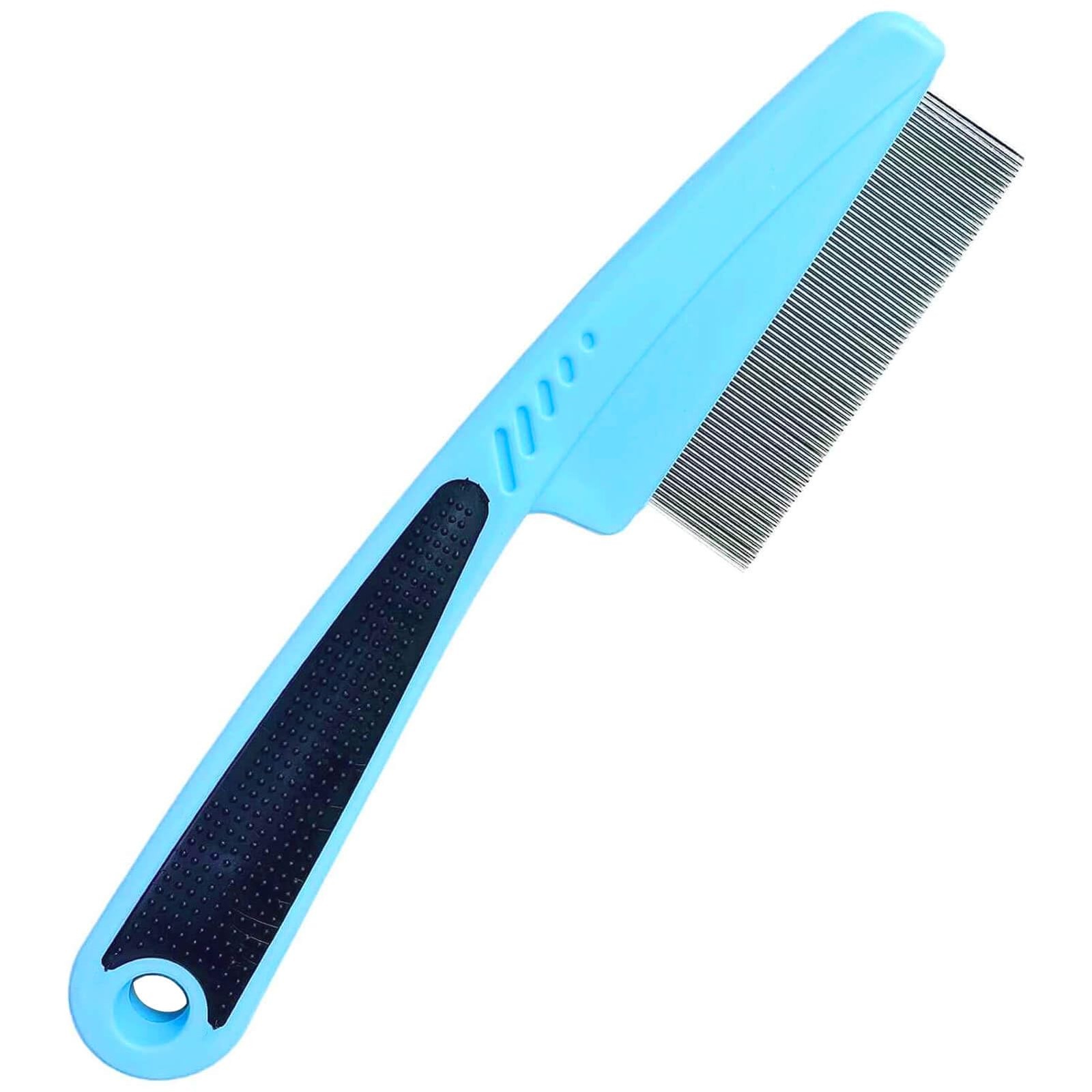 LLTGMV Flea Comb with Rubber Handle, and Tick Combs for Medium, Blue 