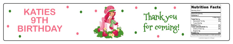 14 STRAWBERRY SHORTCAKE BIRTHDAY Water Bottle Labels Personalized Waterproof