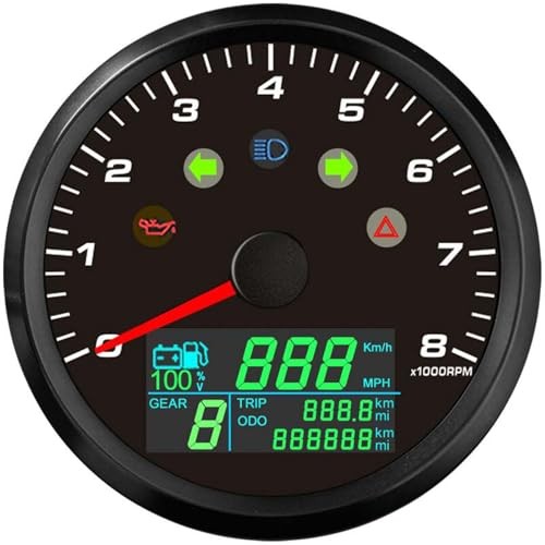  85mm 3-3/8" Motorcycle Gauge 8000RPM Tachometer Speedometer 8000 RPM 8000 RPM