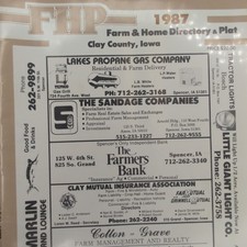 1987 Clay County, Iowa Farm & Home Directory & Plat Book IA Names Spencer Vtg 1A