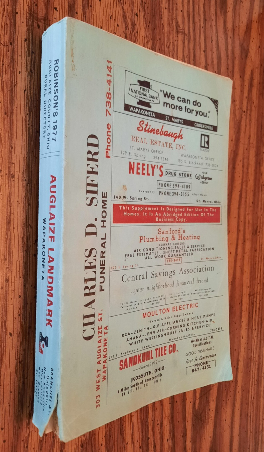 Robinson's 1977 Auglaize County Ohio Rural Directory history ads genealogy