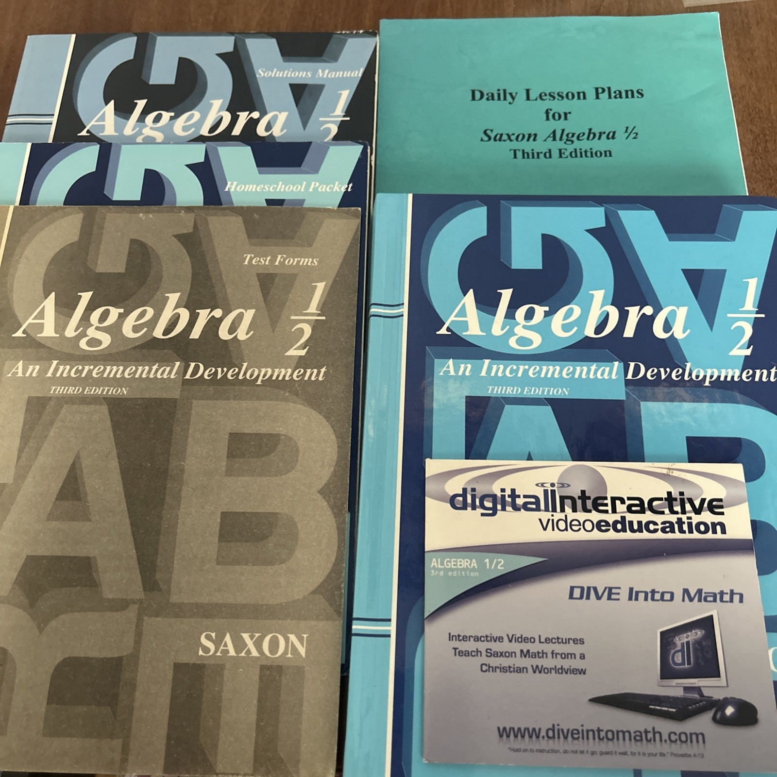 Saxon Algebra 1/2  3rd Ed  Kit Text Solutions Test Homeschool Packet DIVE Disc +