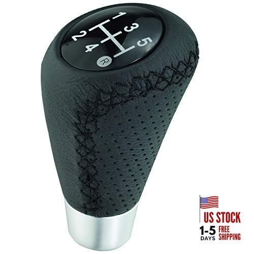  Shifter Knob 5 Speed Leather Car Gear Stick Shifting Black 1 Black stitches