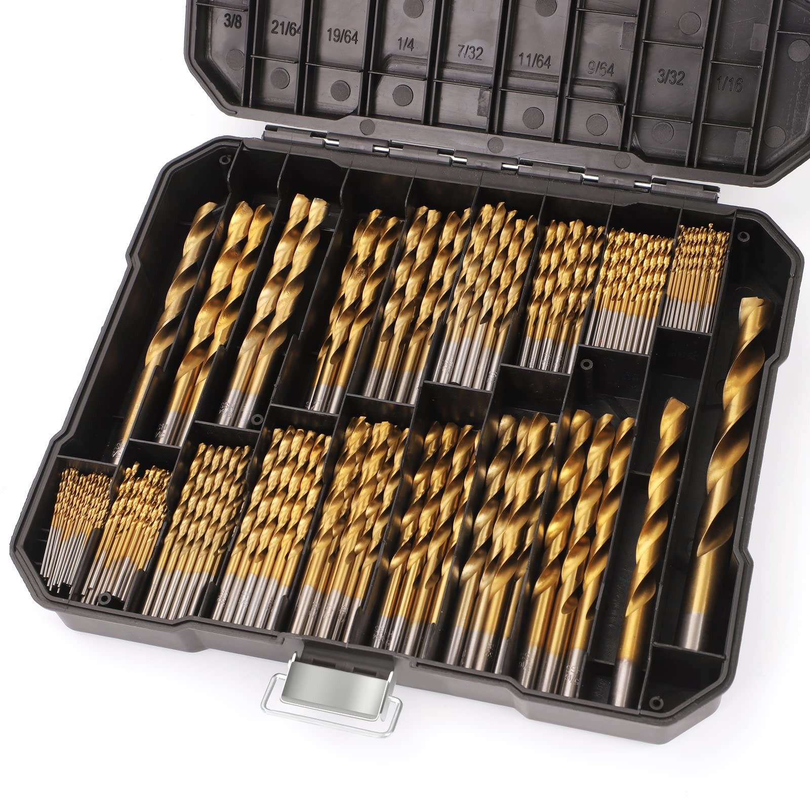 230 Pcs Titanium Coated Drill Bit Set for Wood, Metal, Plastic & Aluminum All...