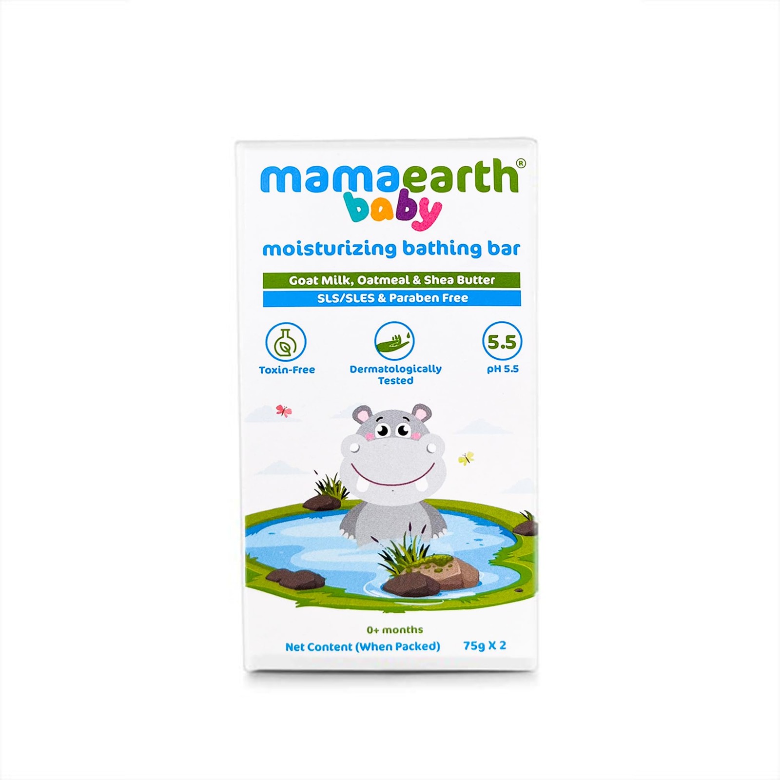 MAMAEARTH Baby Moisturizing Bathing Bar Goat 2.65 Ounce (Pack of 2), White 