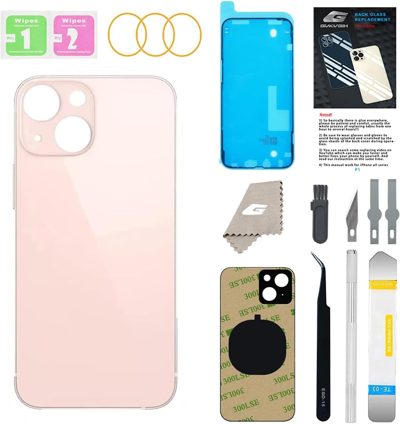 Back Glass Replacement for iPhone 13 with Repir Tools Big Hole Rear Back Cover