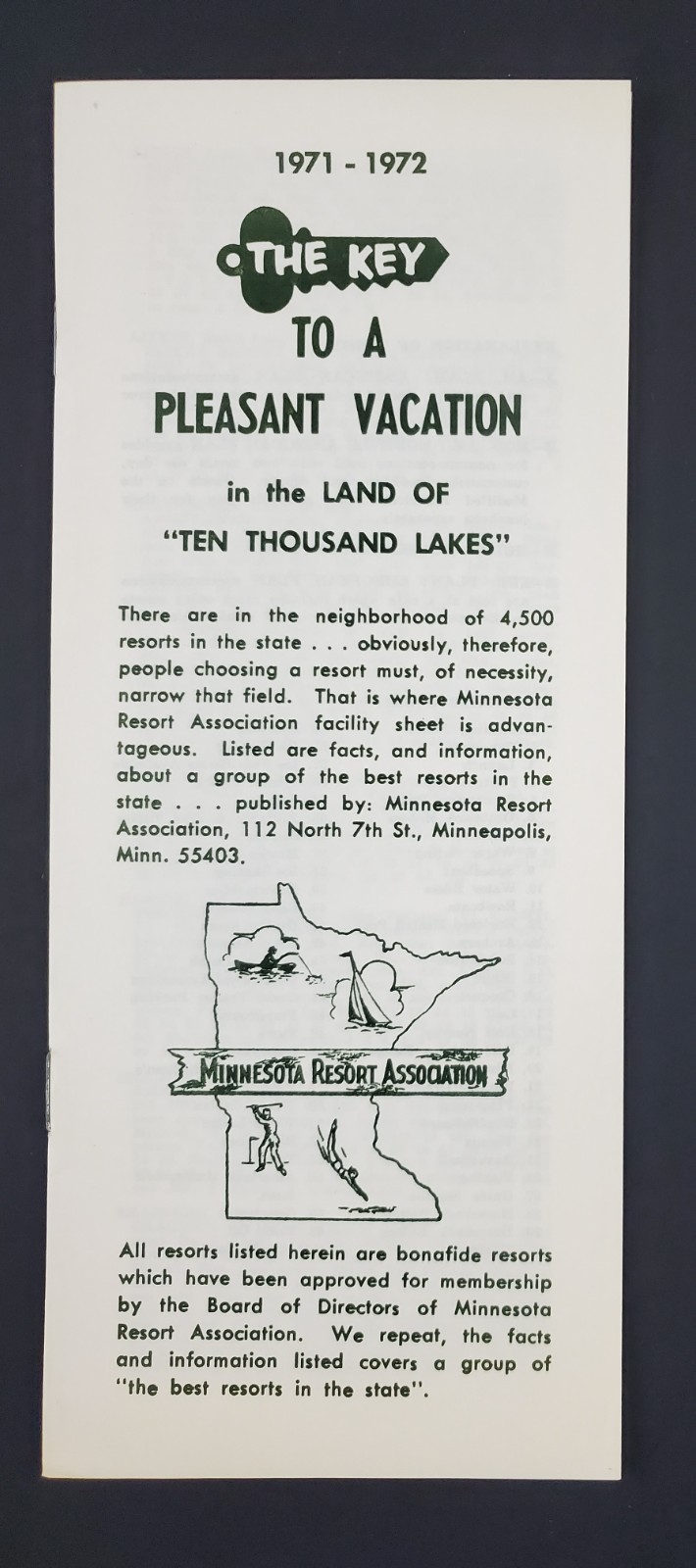 1971-72 Minnesota MN Resort Hotel Vacation Planning Vintage Travel Booklet