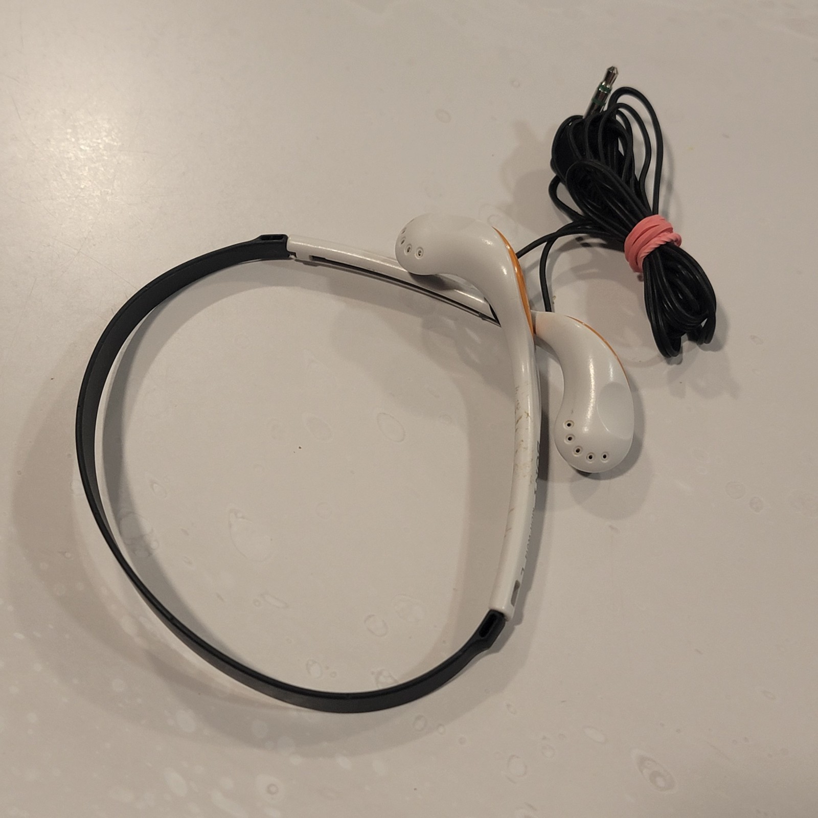 Vintage Sony MDR-W014 White Orange Jack In Ear Light Weight Earphones  *READ*