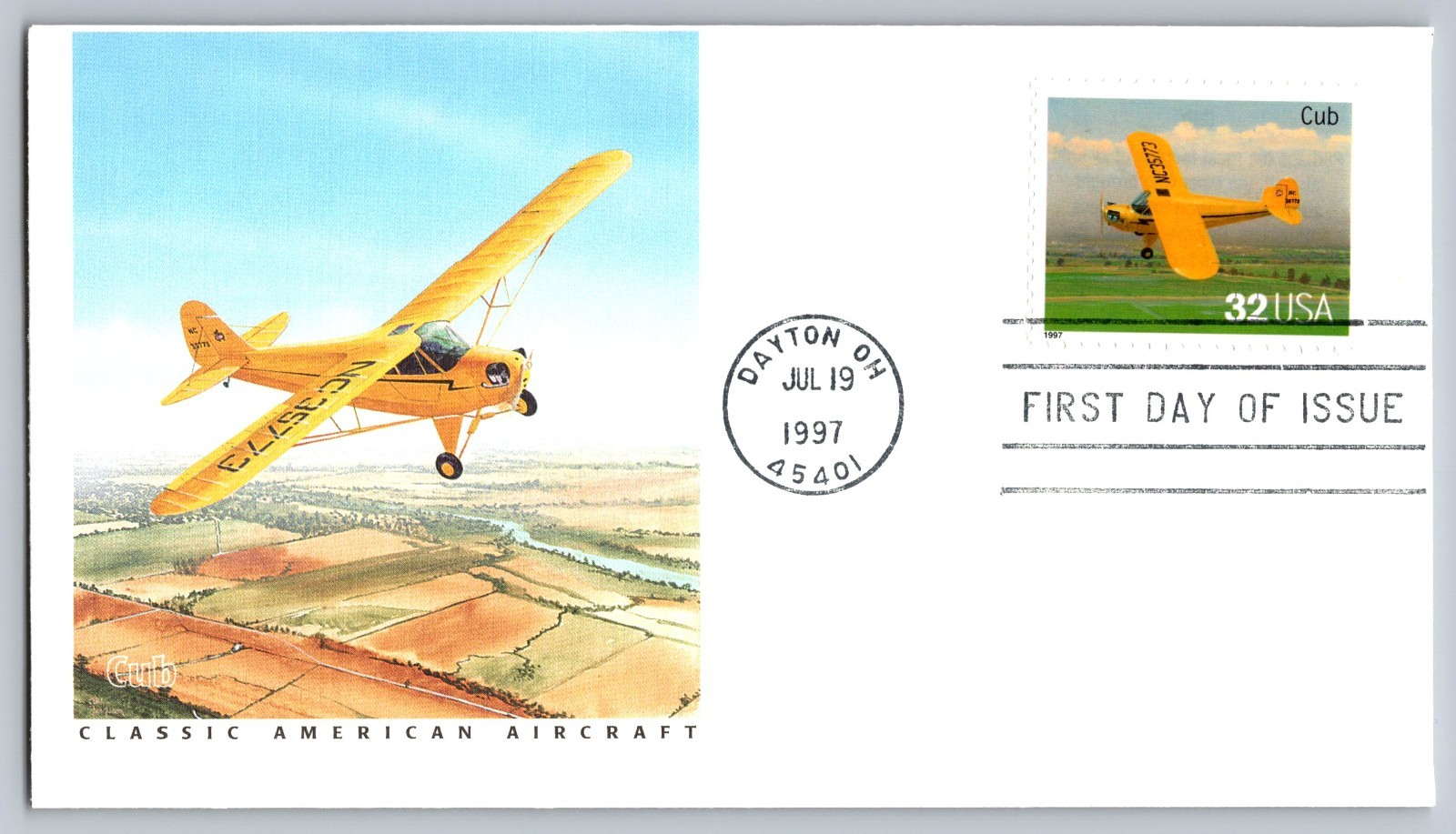 1997 Fleetwood Classic American Airplanes Cub FDC