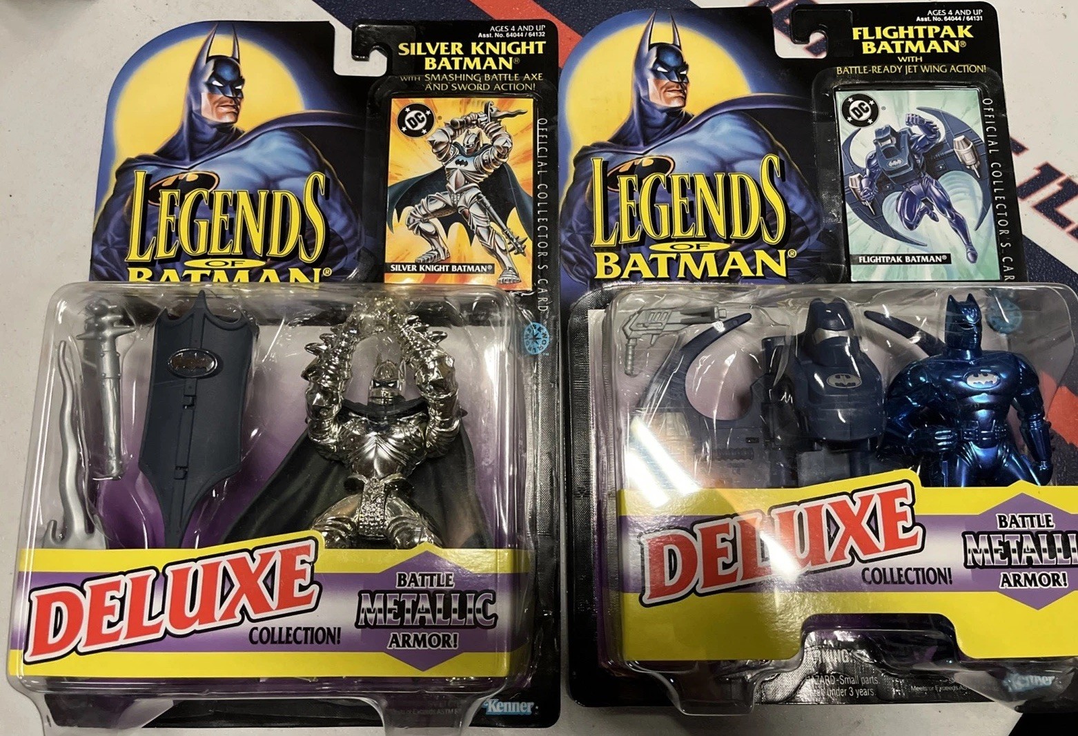 1995 Deluxe Flightpak & Silver Knight Batman Legends Kenner Metallic Armor MOC