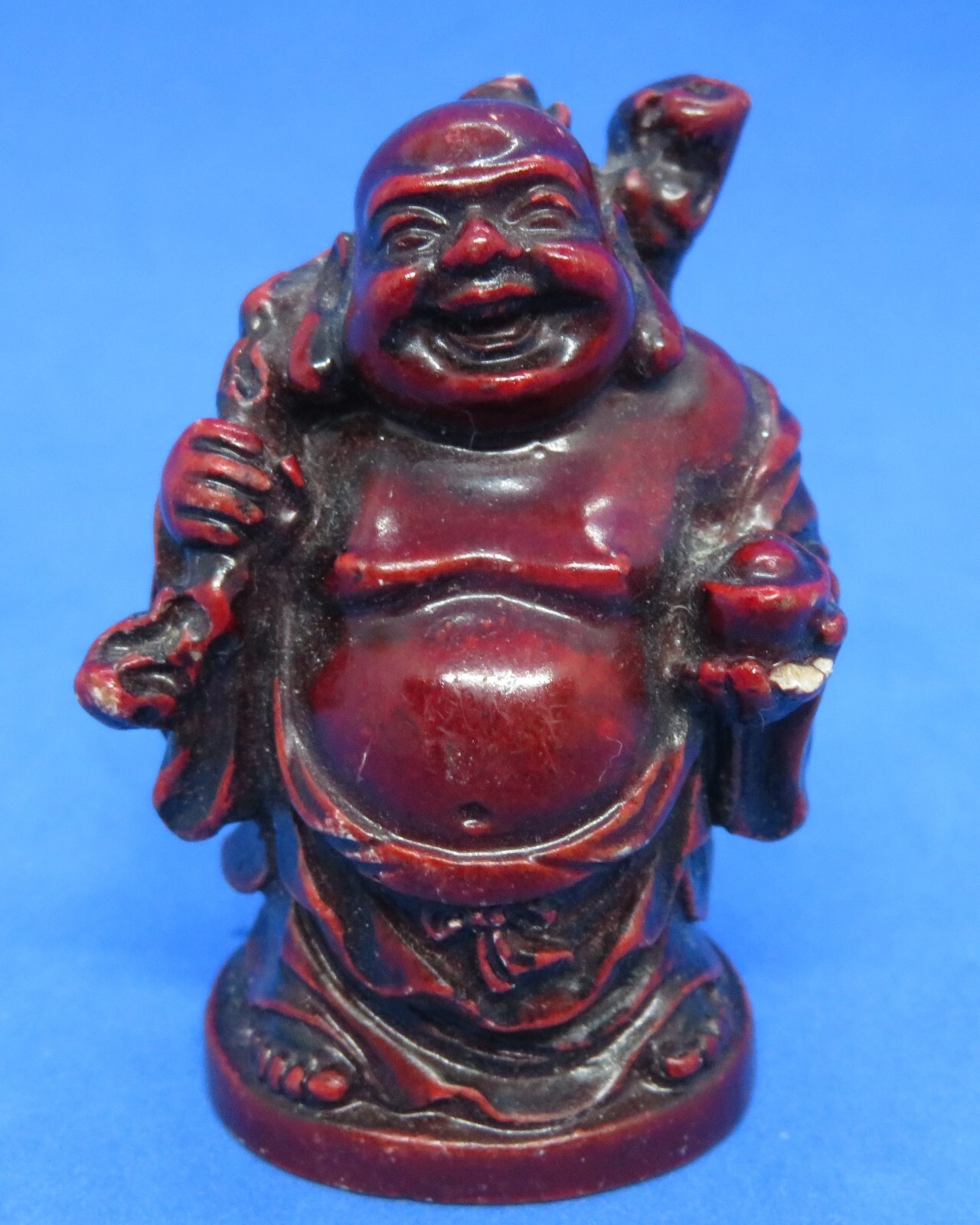 Chinese red resin vintage Art Deco oriental antique miniature Buddha figurine B