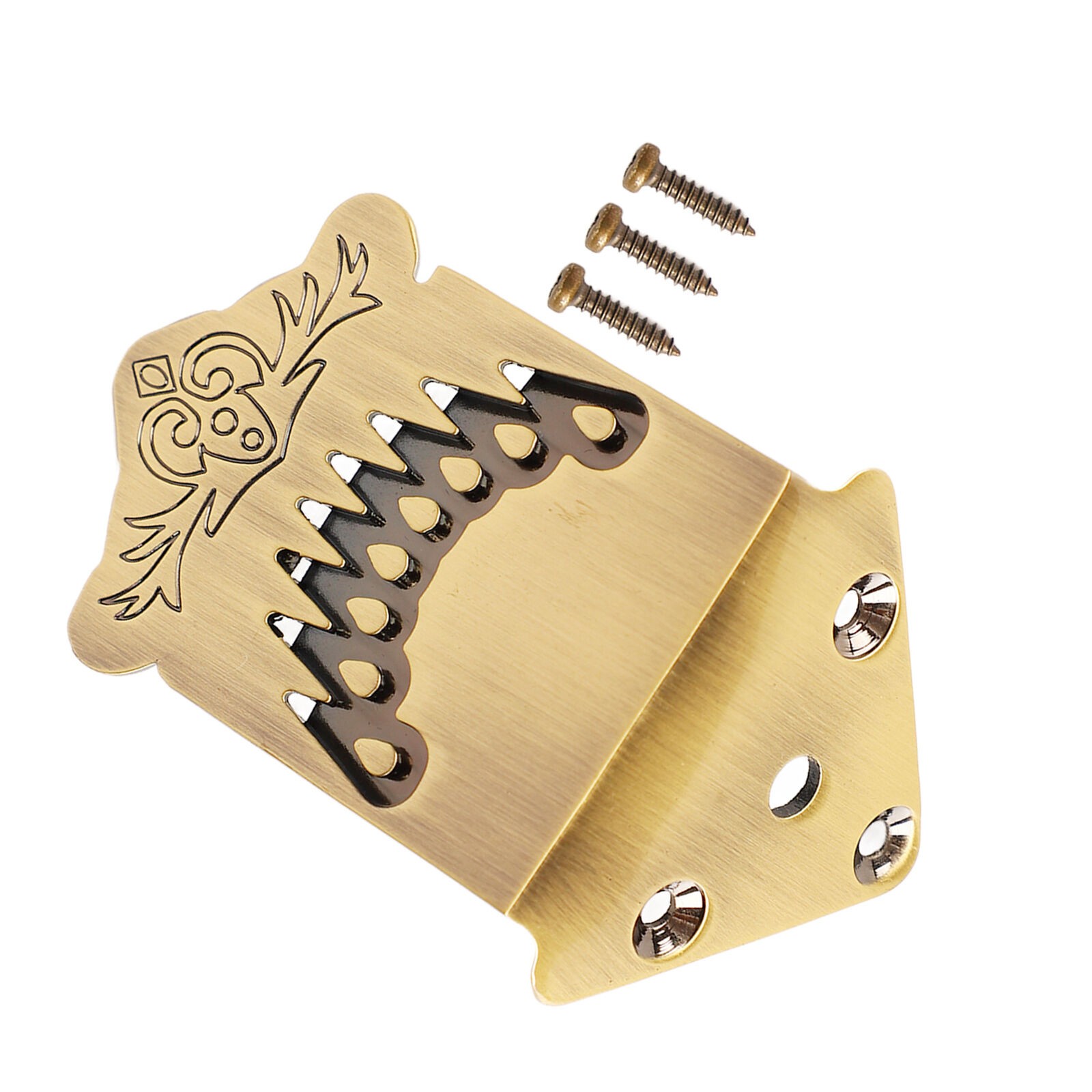 8 String Mandolin Tailpiece Feather Pattern Metal Bronze Color Mandolin