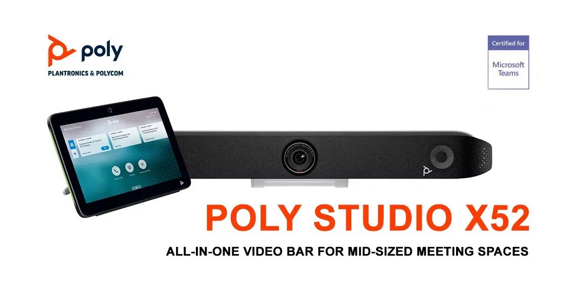 Poly X52 Video Bar w/TC10 Touch Controller, factory paired kit (875K5AA)
