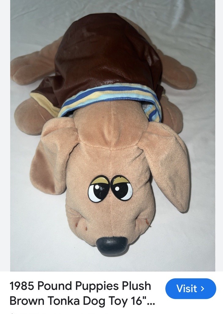 Vtg Plush 16” Pound Puppies Aviators jacket 1985 Tonka 1980s- JACKET ONLY