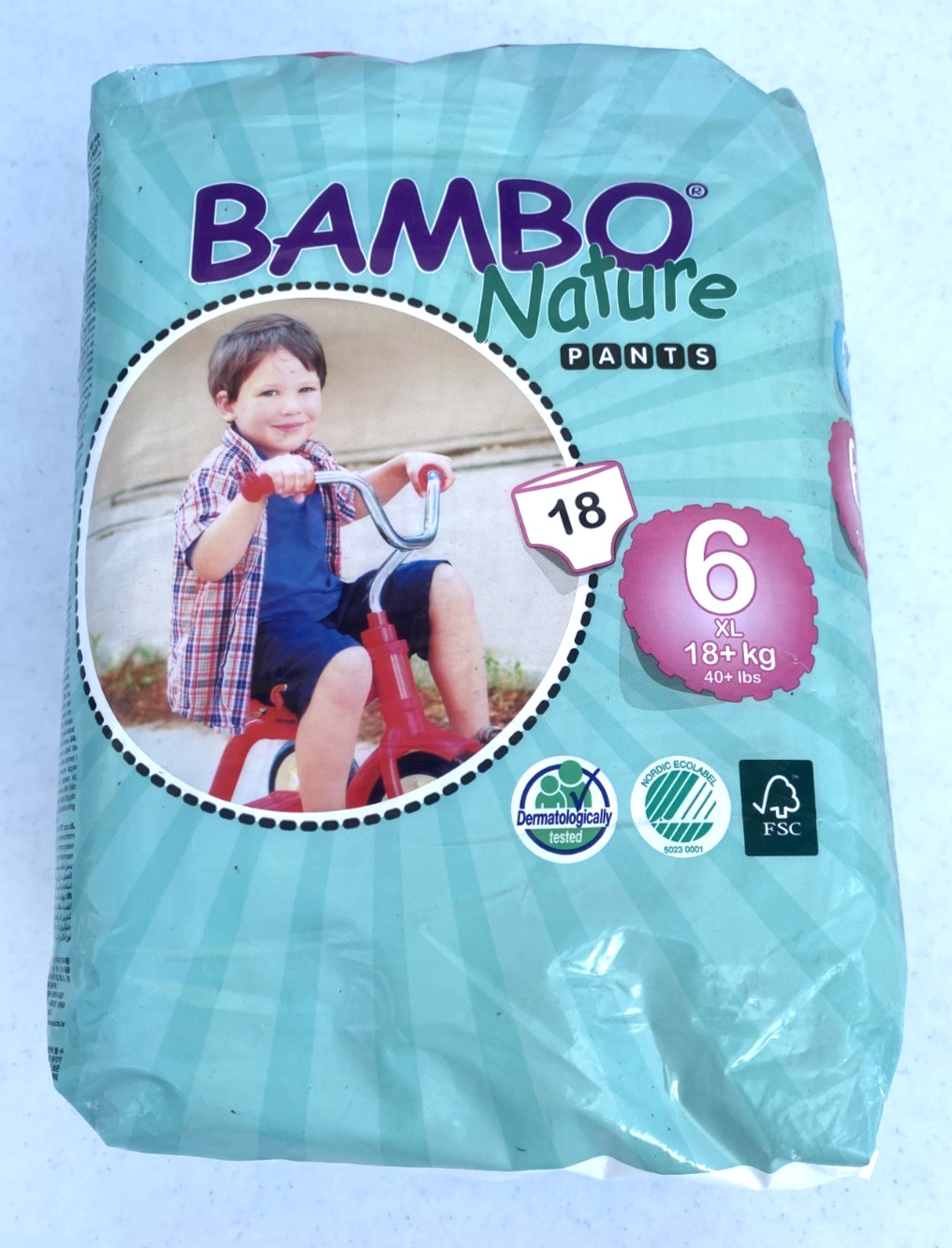 Bambo Nature Pull-Ups Hypoallergenic Training Pants, Eco, 18 count Size 6, 40lbs